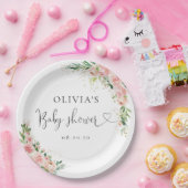Blush Pink Rose Gold Baby Dusche Papierplatte Pappteller (Party)