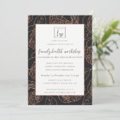 BLUSH PINK ROSE GOLD BLACK FLORAL WORKSHOP EREIGNI EINLADUNG (Stehend Vorderseite)