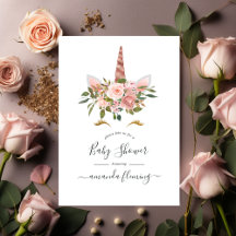 Blush Pink & Rose Gold Bläsernicorn Kinderdusche