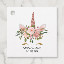 Blush Pink & Rose Gold Bläsernicorn Kinderdusche Geschenkanhänger