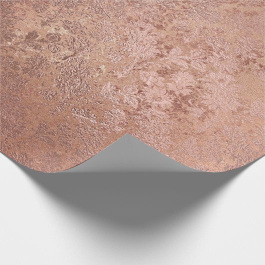 Blush Pink Rose Gold Blumenpulver Damask Geschenkpapier (Ecke)