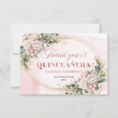 Blush Pink Rose Gold Boho Mis Quince Thank You Car Dankeskarte (Vorderseite)