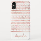 Blush Pink - Rose Gold Boho Muster Monogramm Case-Mate iPhone Hülle (Rückseite)