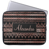 Blush Pink - Rose Gold Boho Muster Monogramm Laptopschutzhülle (Vorderseite)