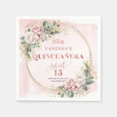 Blush Pink Rose Gold Botanical Quince Napkins Serviette (Vorderseite)