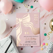 Blush Pink Rose Gold Bow Sweet 16 Folieneinladung