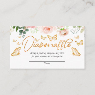 Blush Pink Rose Gold Butterfly Windel Raffekarte Begleitkarte