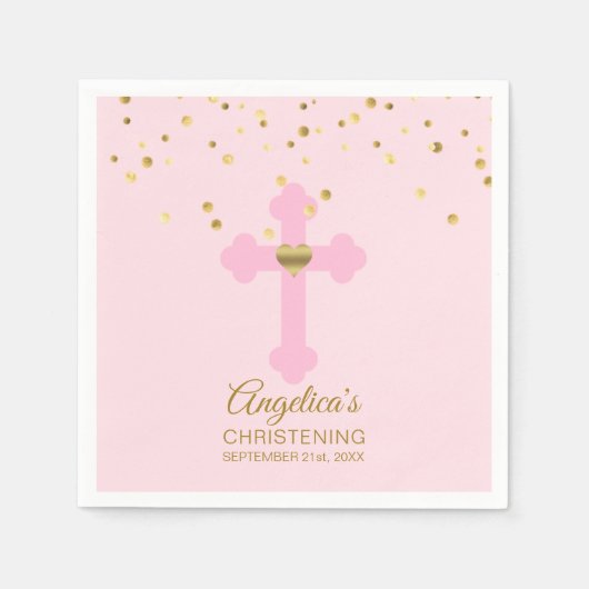 Blush Pink Rose Gold Confetti CHRISTENENING BAPTIS Serviette (Vorderseite)