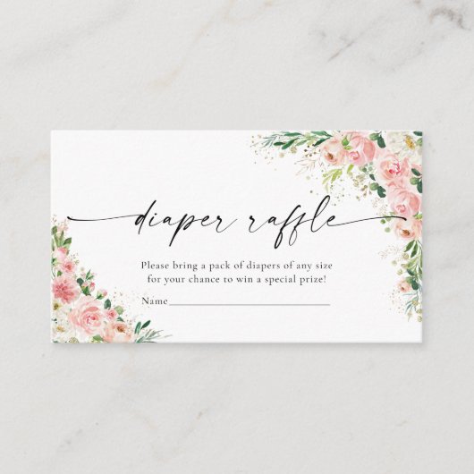 Blush Pink Rose Gold Diaper Umschließungskarte Begleitkarte (Vorderseite)