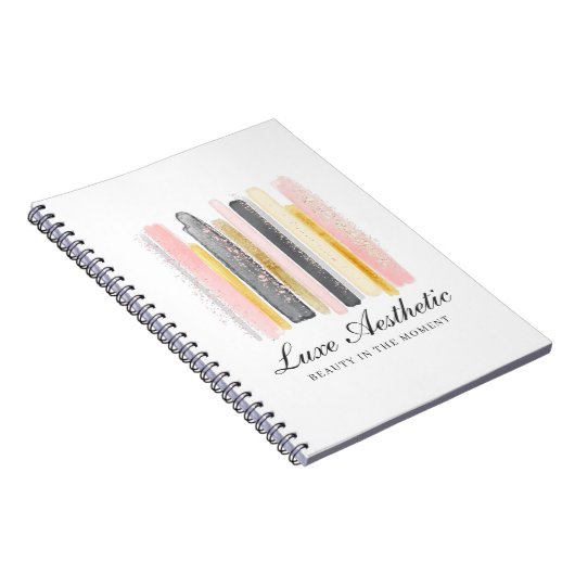 Blush Pink & Rose Gold Farbpinsel Pinselstriche Notizblock (Rechte Seite)