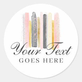 Blush Pink & Rose Gold Farbpinsel Pinselstriche Runder Aufkleber