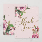 Blush Pink Rose Gold Floral Moderne Vielen Dank Postkarte (Vorne/Hinten)