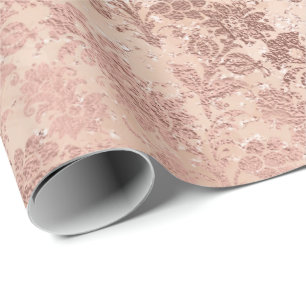 Blush Pink Rose Gold Floral Pulver Glitzer Bläsche Geschenkpapier