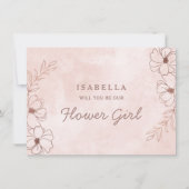 Blush Pink & Rose Gold Flower Girl Vorschlag Card (Vorderseite)