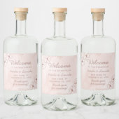 Blush Pink & Rose Gold Foil Blues Hochzeit Willkom Alkoholflaschenetikett (Flaschen)