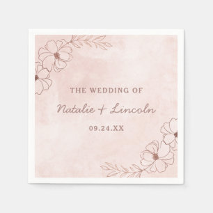 Blush Pink & Rose Gold Foil Chic Wedding Monogram Serviette