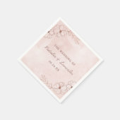 Blush Pink & Rose Gold Foil Chic Wedding Monogram Serviette (Ecke)