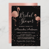Blush Pink - Rose Gold Foil Flamingo Brautparty Einladung (Vorne/Hinten)