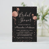 Blush Pink - Rose Gold Foil Flamingo Brautparty Einladung (Stehend Vorderseite)