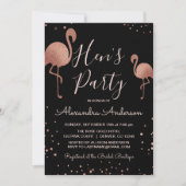 Blush Pink - Rose Gold Foil Flamingo Hen's Party Einladung (Vorderseite)