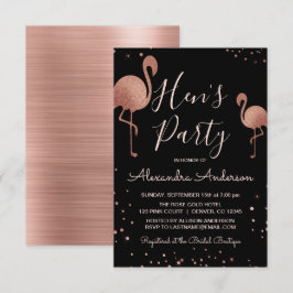 Blush Pink - Rose Gold Foil Flamingo Hen's Party Einladung