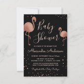 Blush Pink - Rose Gold Foil Flamingo Kinderdusche Einladung (Vorderseite)
