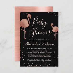 Blush Pink - Rose Gold Foil Flamingo Kinderdusche Einladung