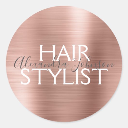 Blush Pink - Rose Gold Foil Haare Stylist Siegel Runder Aufkleber (Vorderseite)