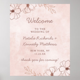 Blush Pink & Rose Gold Foil Hochzeit Begrüßungszei Poster