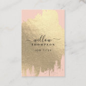 Blush Pink Rose Gold Foil Pinselstriche QR Code Visitenkarte (Vorderseite)