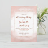 Blush Pink & Rose Gold Geburtstagsparty Einladung (Stehend Vorderseite)