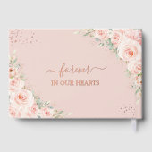 Blush Pink Rose Gold Gedenkstätte Beerdigung Foto Gästebuch (Rückseite)