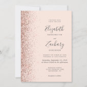 Blush Pink Rose Gold Glitzer QR Code Hochzeit Einladung (Vorderseite)