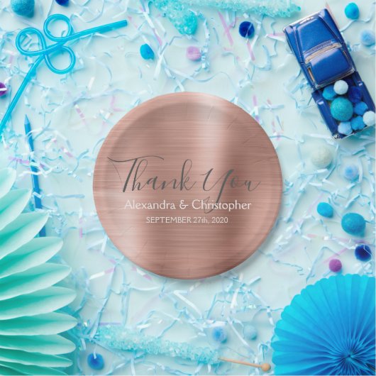 Blush Pink Rose Gold Hochzeit Vielen Dank Pappteller (Party)