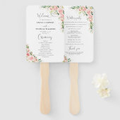 Blush Pink Rose Gold Hochzeitsprogramm Hand Fan Fächer (Vorne und Hinten)