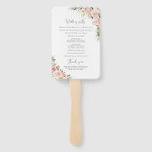 Blush Pink Rose Gold Hochzeitsprogramm Hand Fan Fächer (Rückseite)