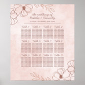 Blush Pink & Rose Gold Hochzeitstabelle Poster (Vorne)