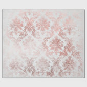 Blush Pink Rose Gold Hütte Blütengrau Damaske Geschenkpapier (Flach)