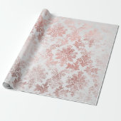 Blush Pink Rose Gold Hütte Blütengrau Damaske Geschenkpapier (Ungerollt)
