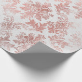 Blush Pink Rose Gold Hütte Blütengrau Damaske Geschenkpapier (Ecke)