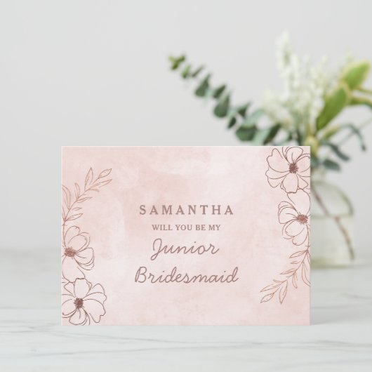 Blush Pink & Rose Gold Junior Bridesmaid Vorschlag (Stehend Vorderseite)