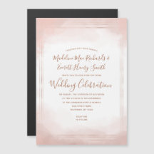 Blush Pink & Rose Gold Magnetic Wedding Einladung
