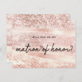 Blush Pink & Rose Gold Matron of Honour Vorschlag Postkarte (Vorne/Hinten)
