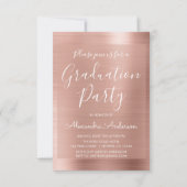 Blush Pink - Rose Gold Moderne Graduierungsparty Einladung (Vorderseite)