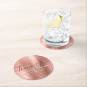 Blush Pink - Rose Gold Moderne Hochzeit Vielen Dan Runder Pappuntersetzer (Vor Ort)