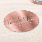 Blush Pink - Rose Gold Moderne Hochzeit Vielen Dan Runder Pappuntersetzer (Angewinkelt)