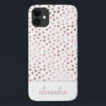 Blush Pink - Rose Gold Polka Dot Muster Monogramm Case-Mate iPhone Hülle<br><div class="desc">Blush Pink - Rose Gold und Weiße Imitate Foil Girly Hand gezeichnete Polka Dot Muster Monogram Personalisiert Smart Phone Case. Bitte kontaktieren Sie den Designer,  um passende Artikel zu erhalten.</div>