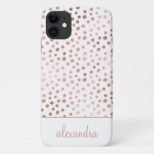 Blush Pink - Rose Gold Polka Dot Muster Monogramm Case-Mate iPhone Hülle (Rückseite)