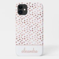 Blush Pink - Rose Gold Polka Dot Muster Monogramm
