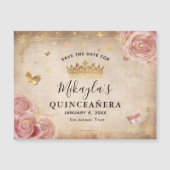 Blush Pink Rose Gold Quince Speichern Sie das Datu Magnetkarte (Vorderseite)